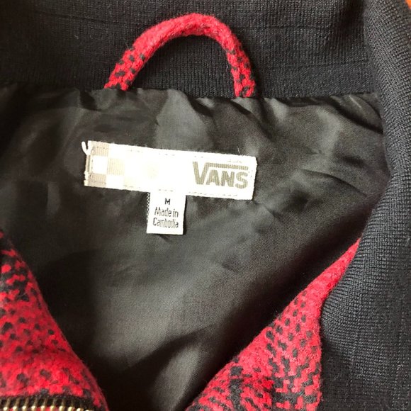 Vans Plaid Flannel Look Red Zip Up Bomber Jacket Size Medium - Picture 4 of 10
